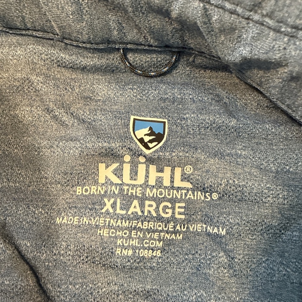 KÜHL Men's XL Polo Shirt Light Gray BLUE Striped Performance Short Sleeve Kuhl - Picture 5 of 7